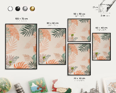 Pizarra magnética para colección de imanes con marco negro Hojas tropicales