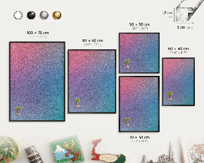 Pizarra magnética para colección de imanes con marco negro Degradado colorido