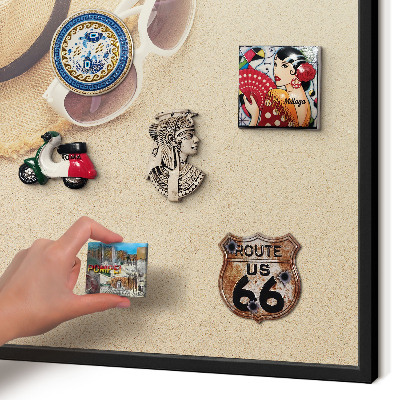 Pizarra magnética para colección de imanes con marco negro Playa de verano