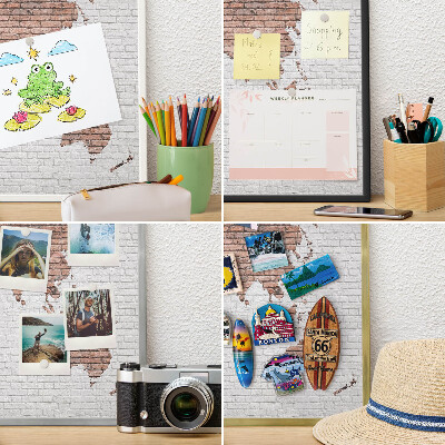 Pizarra magnética para colección de imanes con marco negro Mapa de ladrillos