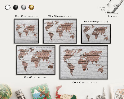 Pizarra magnética para colección de imanes con marco negro Mapa de ladrillos