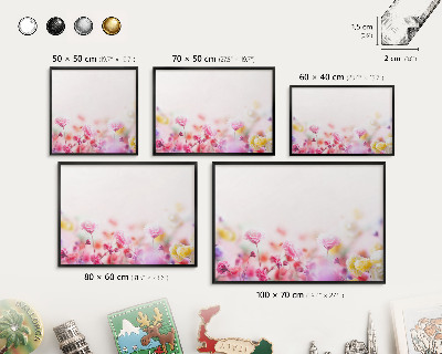 Pizarra magnética para colección de imanes con marco negro Flores en tonos pastel