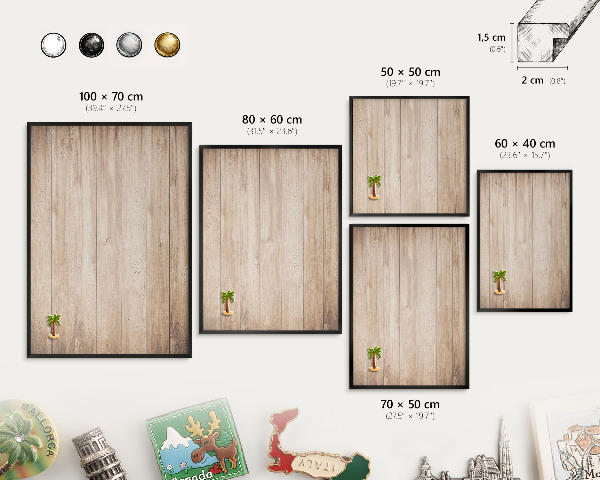 Pizarra magnética para colección de imanes con marco negro Tablas de madera