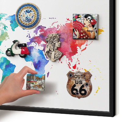 Pizarra magnética para colección de imanes con marco negro Mapa de colores
