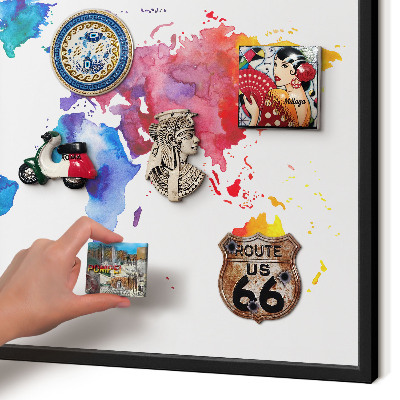 Pizarra magnética para colección de imanes con marco negro Mapa de colores