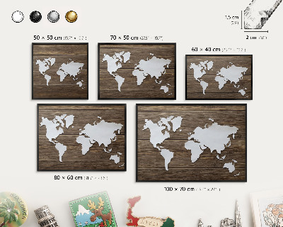 Tablero magnético impreso con marco en color negro Mapa de madera