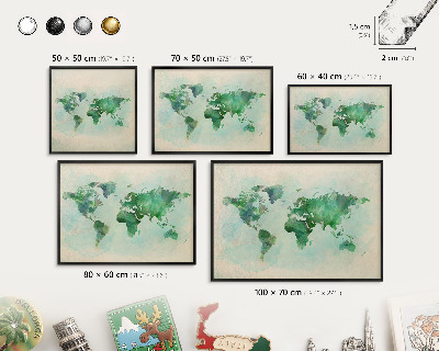 Pizarra magnética para colección de imanes con marco negro Mapa del mundo
