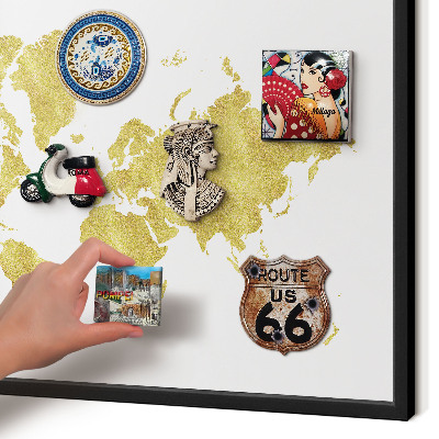 Pizarra magnética para colección de imanes con marco negro Mapa del mundo