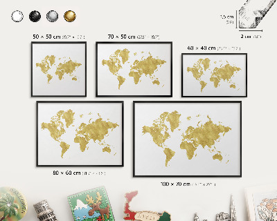 Pizarra magnética para colección de imanes con marco negro Mapa del mundo
