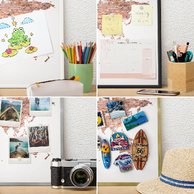 Pizarra magnética para colección de imanes con marco negro Mapa de ladrillos
