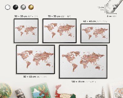 Pizarra magnética para colección de imanes con marco negro Mapa de ladrillos
