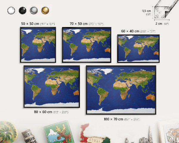 Pizarra magnética para colección de imanes con marco negro Cartografiando el mundo