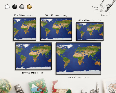 Pizarra magnética para colección de imanes con marco negro Cartografiando el mundo