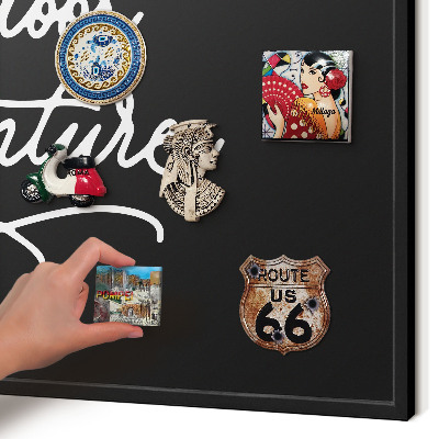 Pizarra magnética para colección de imanes con marco negro Aventura al aire libre