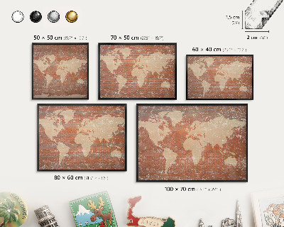 Pizarra magnética para colección de imanes con marco negro Mapa de ladrillos