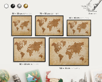 Pizarra magnética para colección de imanes con marco negro Mapa antiguo