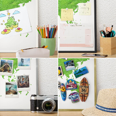 Tablero magnético impreso con marco en color negro Mapa verde