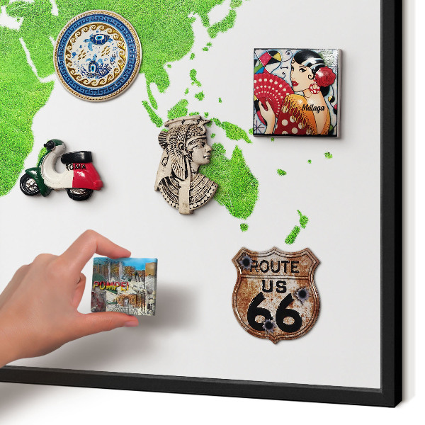 Tablero magnético impreso con marco en color negro Mapa verde