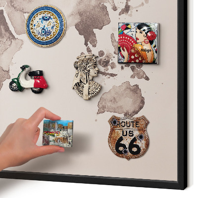 Pizarra magnética para colección de imanes con marco negro Mapa del mundo
