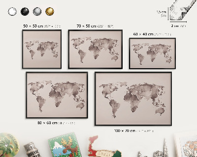 Pizarra magnética para colección de imanes con marco negro Mapa del mundo