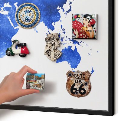 Pizarra magnética para colección de imanes con marco negro Mapa del mundo