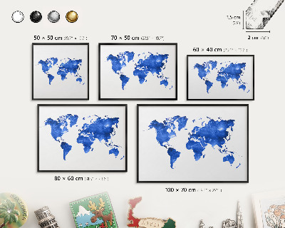 Pizarra magnética para colección de imanes con marco negro Mapa del mundo