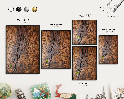 Pizarra magnética para colección de imanes con marco negro Textura de madera