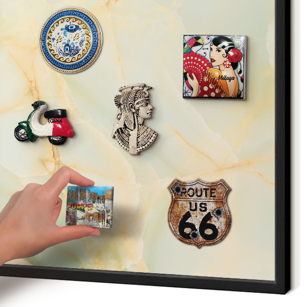 Tablero magnético impreso con marco en color negro Elegancia del mármol