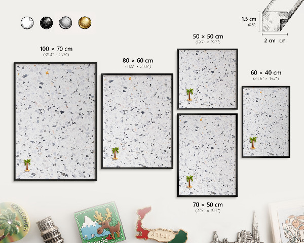 Pizarra magnética para colección de imanes con marco negro Estilo terrazo