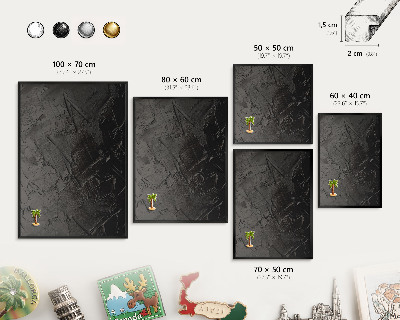 Pizarra magnética para colección de imanes con marco negro Negro texturizado