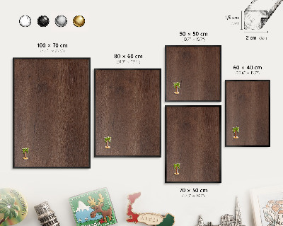 Pizarra magnética para colección de imanes con marco negro Madera marrón
