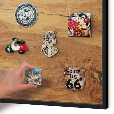 Tablero magnético impreso con marco en color negro Madera natural