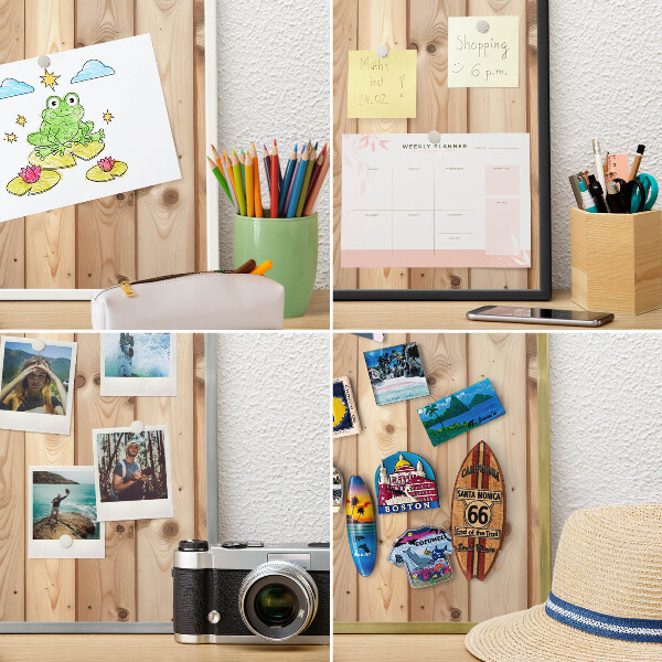 Pizarra magnética para colección de imanes con marco negro Tablas de madera