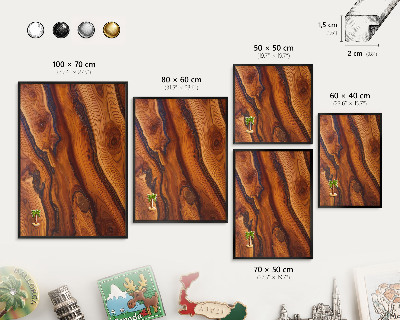Tablero magnético impreso con marco en color negro Anillos de madera