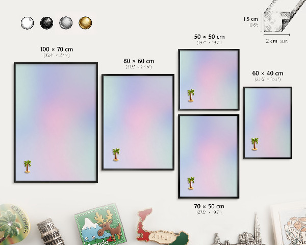 Pizarra magnética para colección de imanes con marco negro Degradado pastel