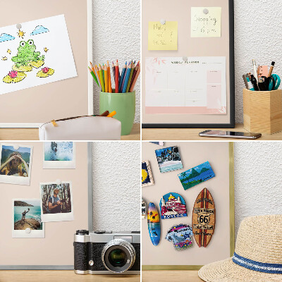 Pizarra magnética para colección de imanes con marco negro Beige cálido