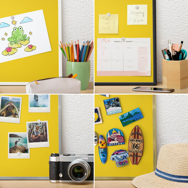 Pizarra magnética para colección de imanes con marco negro Amarillo intenso