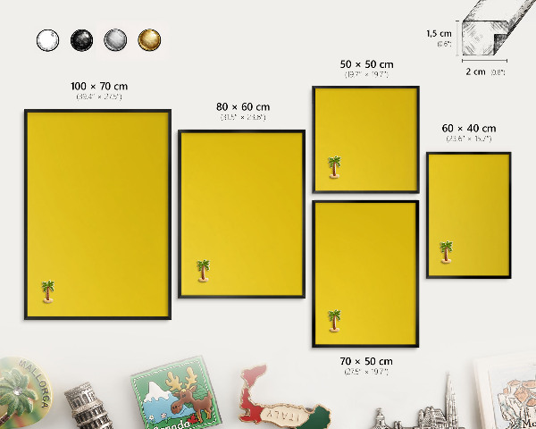 Pizarra magnética para colección de imanes con marco negro Amarillo intenso