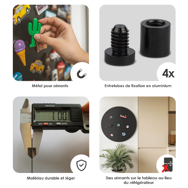 Pizarra magnética para colección de imanes redonda de color negro