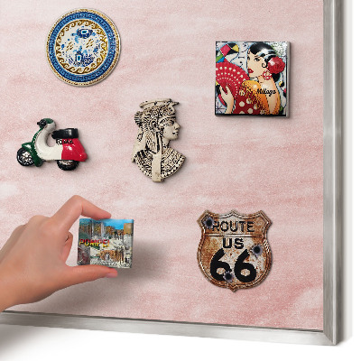 Pizarra magnética para souvenirs de viajes con marco plateado Textura rosa
