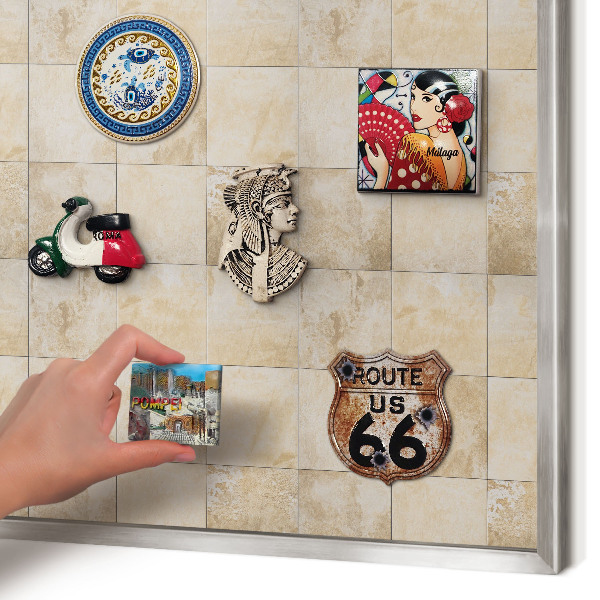 Pizarra magnética para souvenirs de viajes con marco plateado Elegancia neutral