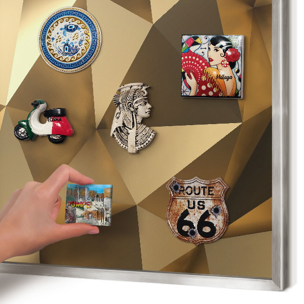 Pizarra magnética para souvenirs de viajes con marco plateado Geometría cálida