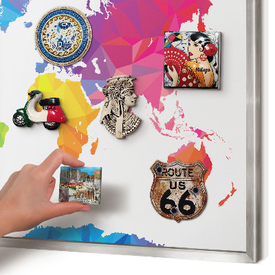 Pizarra magnética para souvenirs de viajes con marco plateado Mapa de colores