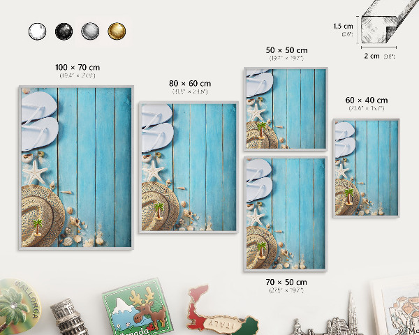 Pizarra para imanes de viajes en color plata Ambiente vacacional