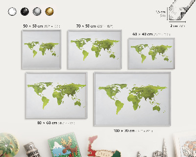 Pizarra magnética para souvenirs de viajes con marco plateado Mapa verde