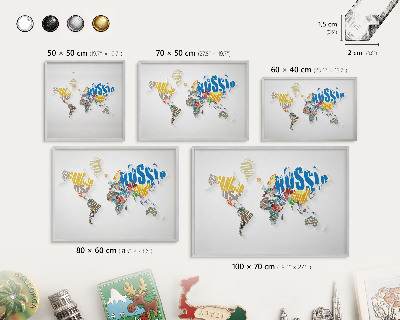 Pizarra para imanes de viajes en color plata Mapa de colores