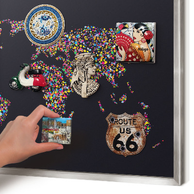Pizarra magnética para souvenirs de viajes con marco plateado Mapa de colores