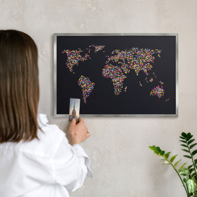 Pizarra magnética para souvenirs de viajes con marco plateado Mapa de colores