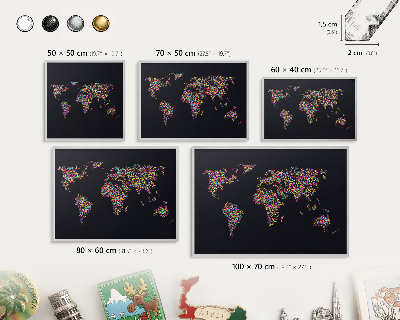 Pizarra magnética para souvenirs de viajes con marco plateado Mapa de colores