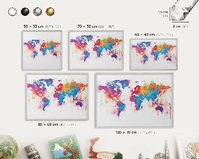 Pizarra magnética para souvenirs de viajes con marco plateado Mapa de colores